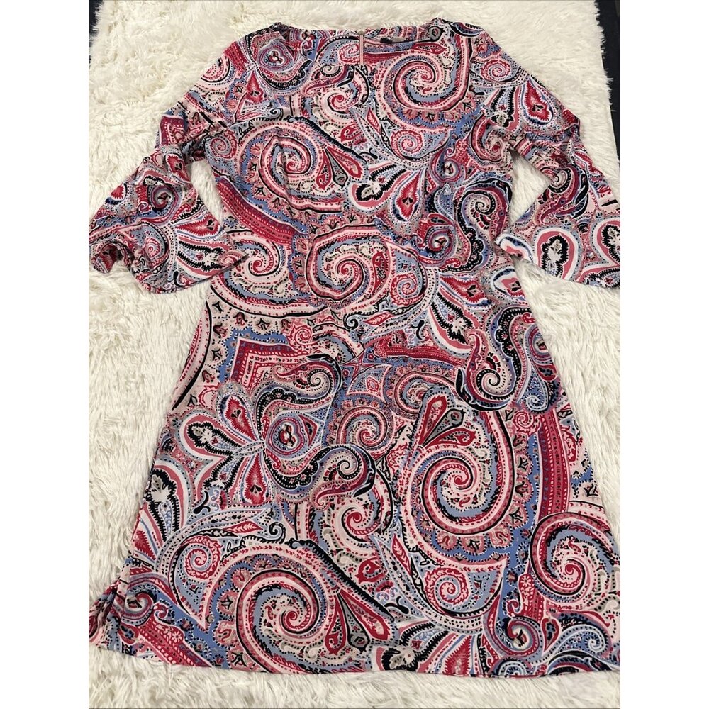 Tommy Hilfiger womens popping paisly dress 10 preppy coastal